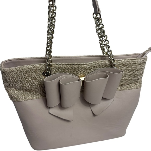 Grossi cream/taupe bag with bow on the front with chain handles - Picture 2 of 13